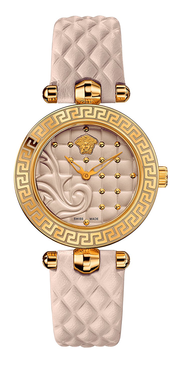 Versace Watches : VQM040015 Quartz Analog Beige Quilted Leather Women Watch