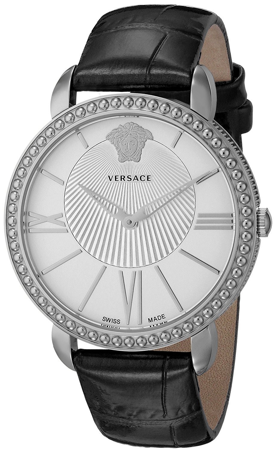Versace Watches : VQQ010015 Quartz Analog Black Leather Women Watch