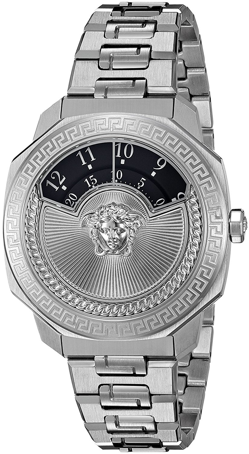 Versace Watches : VQU030015 Black Dial Stainless Steel Band Women Watch