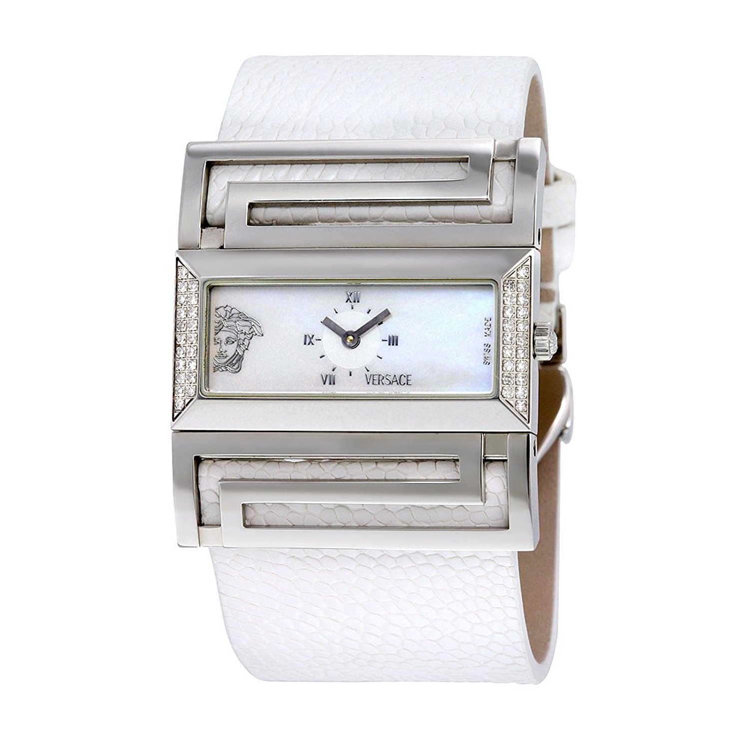 Versace Watches : VSQ91LD001S001 Mother Of Pearl Dial Fixed Silver-tone Et With Diamonds Band Men Watch