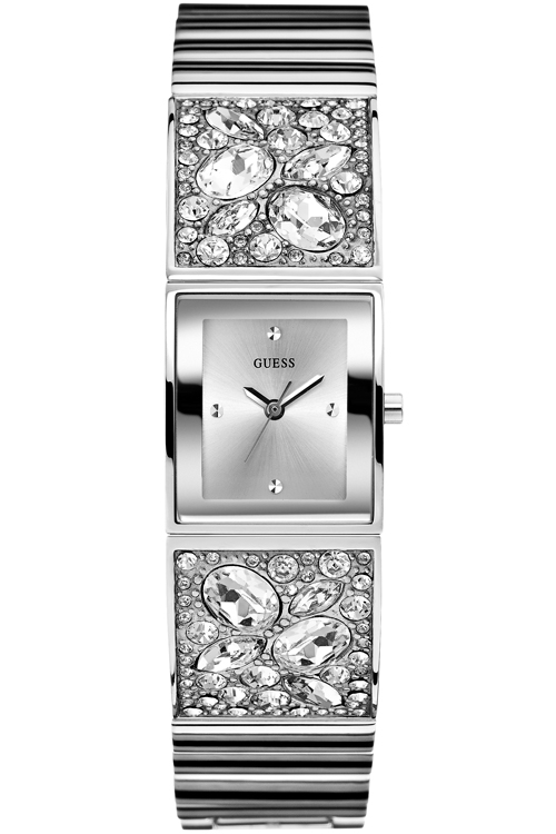 Guess Watches : W0002L1 Quartz Crushed Ice Silver Dial Stainless Steel Case And Bracelet Women Watch