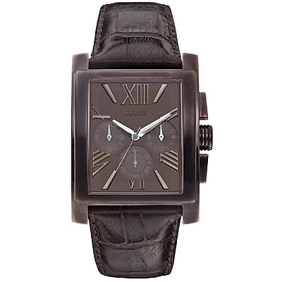 Guess Watches : W0010G3 Quartz Brown Dial Stainless Steel Case With Brown Leather Strap Men Watch