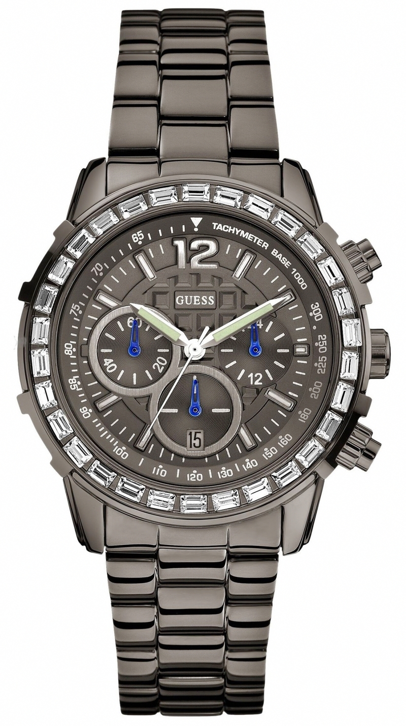 Guess Watches : W0016L3 Quartz Black Dial Stainless Steel Case With Black Stainless Steel Bracelet Women Watch