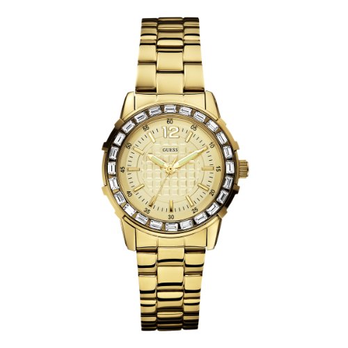 Guess Watches : W0018L2 Quartz Gold Tone Dial And Gold Tone Stainless Steel Case With Gold Tone Stainless Steel Bracelet Women Watch