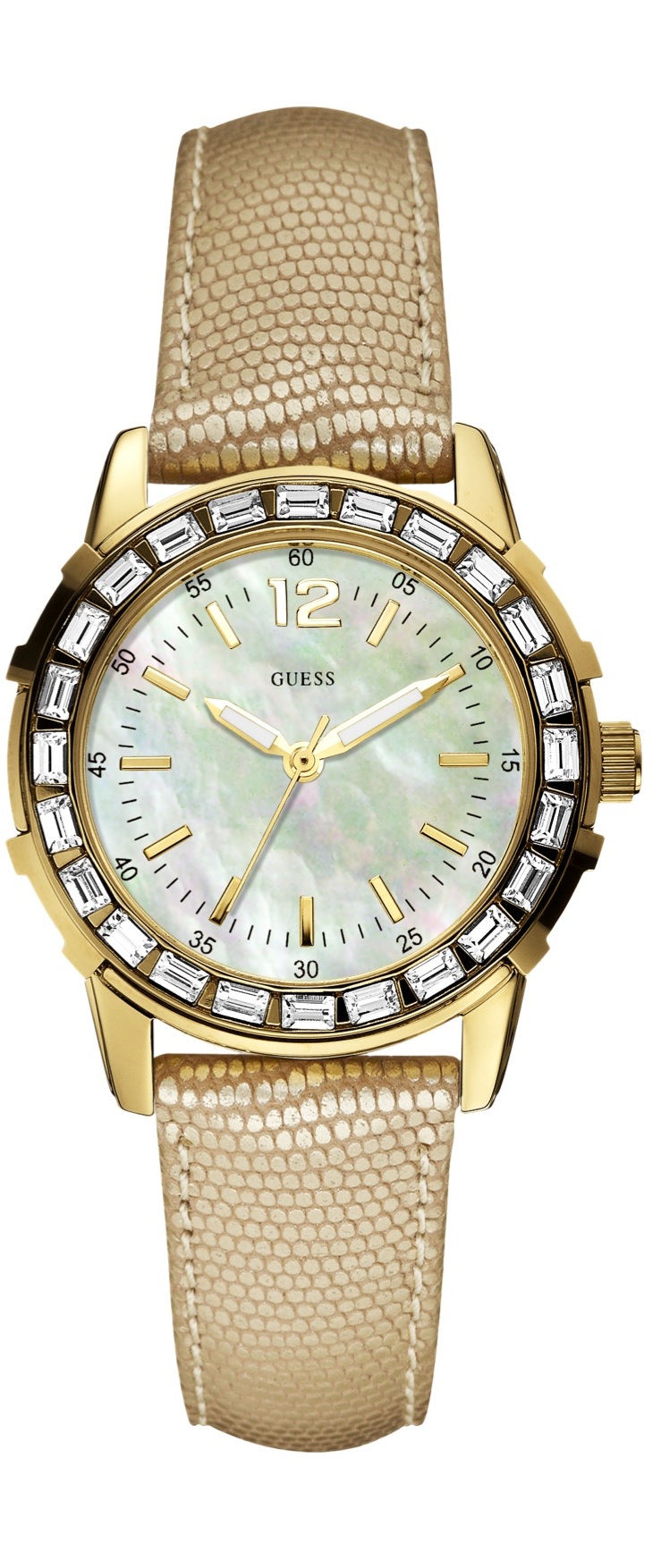 Guess Watches : W0019L3 Quartz Analog Gold Leather Strap Women Watch