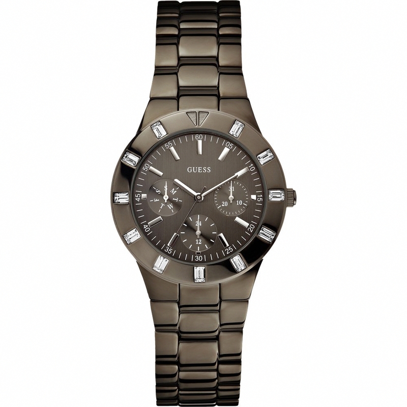 Guess Watches : W0027L1 Quartz Black Dial Stainless Steel Case With Black Stainless Steel Bracelet Women Watch