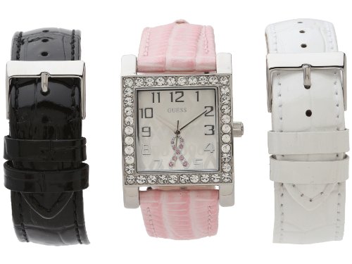 Guess Watches : W0032L2 Quartz Analog Interchangeable Leather Strap Set Women Watch