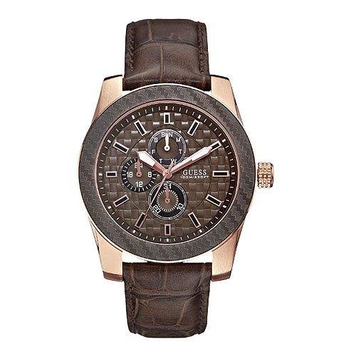 Guess Watches : W0035G1 Brown Dial Leather Men Watch