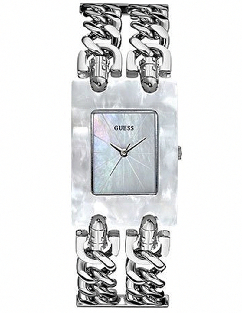 Guess Watches : W0061L1 Quartz White Mother Of Pearl Dial Stainless Steel Case And Bracelet Women Watch