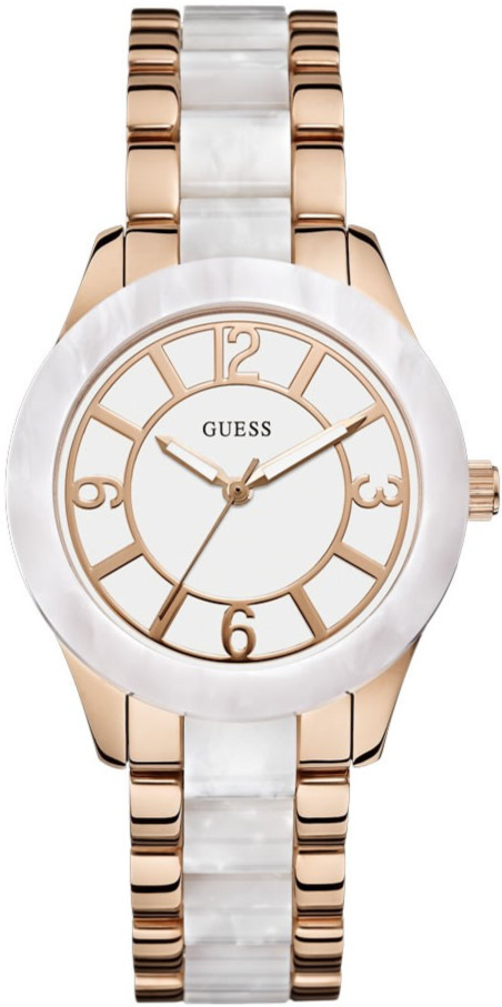 Guess Watches : W0074L2 Quartz Analog Rose Gold Tone Dial Stainless Steel Women Watch