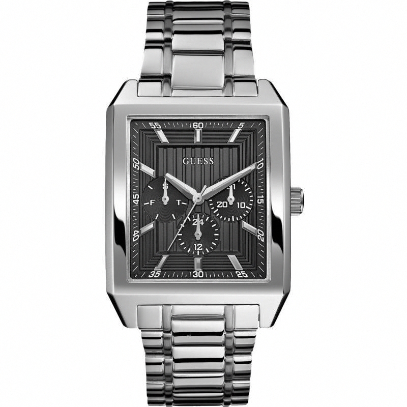 Guess Watches : W0077G1 Quartz Black Dial Stainless Steel Case With Stainless Steel Bracelet Men Watch