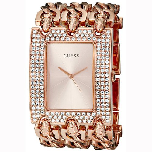 Guess Watches : W0085L3 Quartz Analog Crystal Bezel Rose Gold Tone Stainless Steel Women Watch