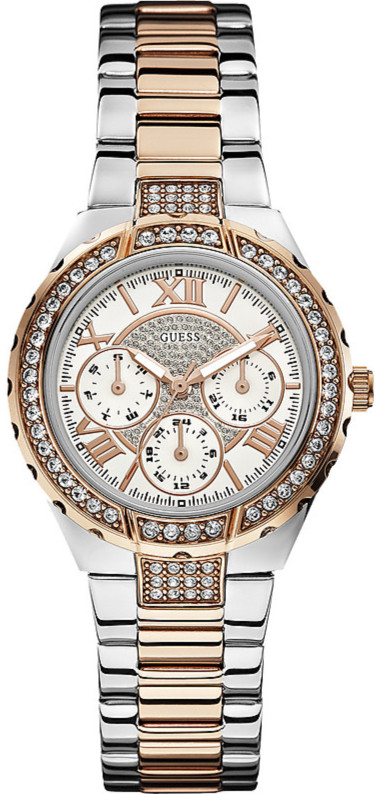 Guess Watches : W0111L4 Quartz Analog Day Date Two Tone Stainless Steel Women Watch