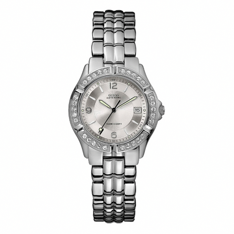 Guess Watches : W0148L1 Quartz Silver Dial Stainless Steel Case And Bracelet Women Watch
