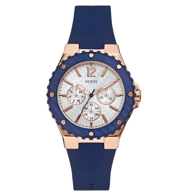 Guess Watches : W0149L5 Quartz Multifunction Dial Blue Silicone Women Watch