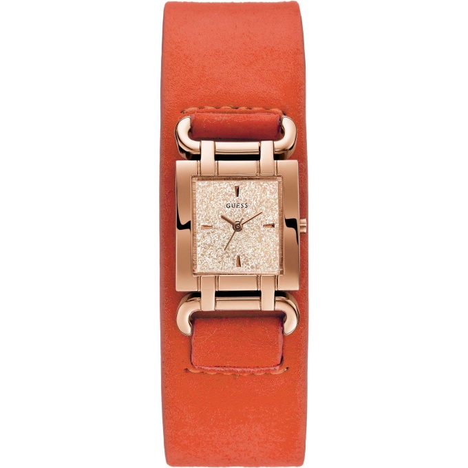 Guess Watches : W0153L3 Quartz White Dial Stainless Steel Case With Brown Leather Strap Women Watch