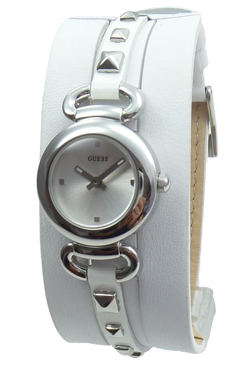 Guess Watches : W0160L1 Quartz Analog White Leather Women Watch