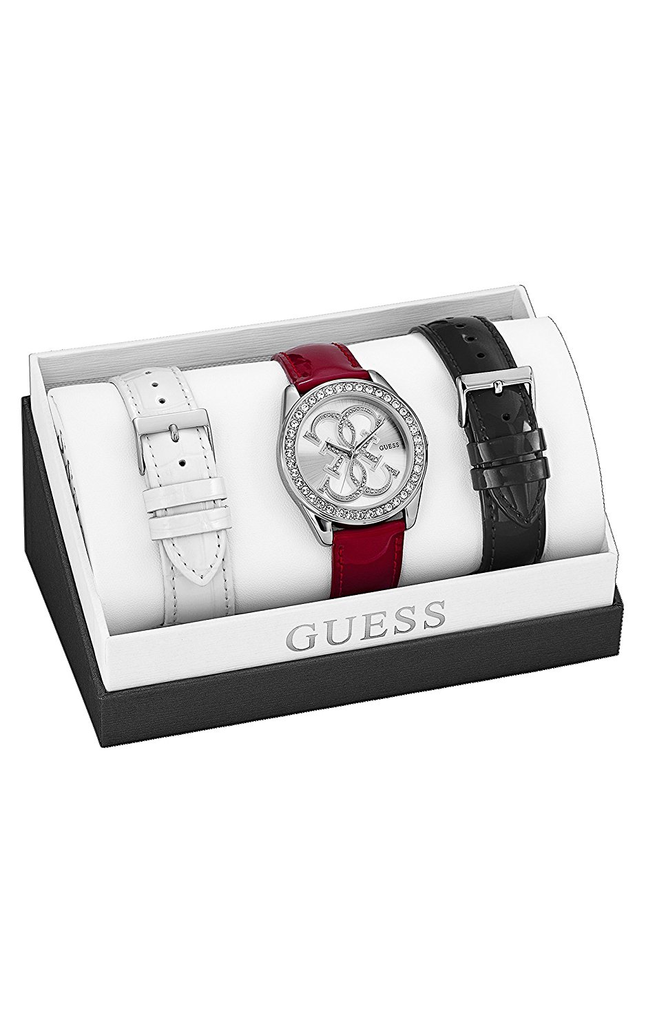 Guess Watches : W0162L4 Silver Dial Leather Women Watch