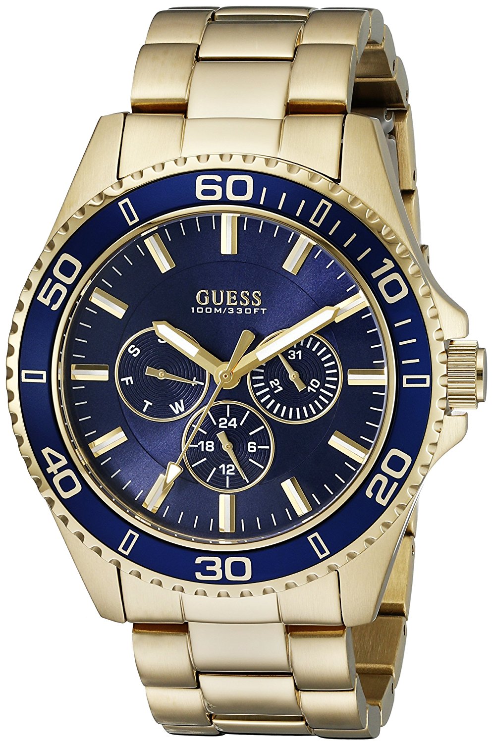 Guess Watches : W0172G5 Blue Dial Metal Band Men Watch