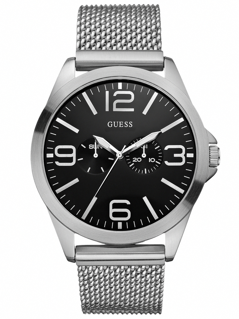 Guess Watches : W0180G1 Quartz Black Dial Stainless Steel Case And Bracelet Men Watch