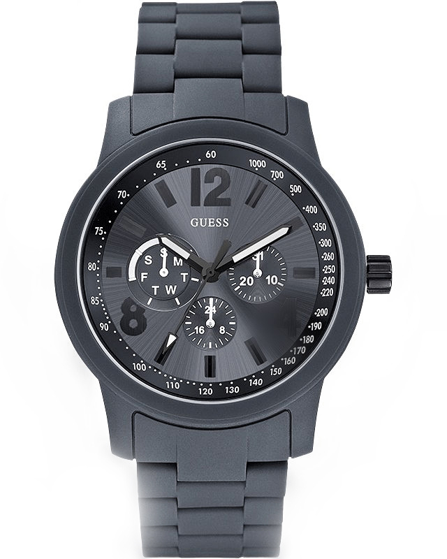 Guess Watches : W0185G2 Quartz Gray Dial Stainless Steel Case And Gray Bracelet Men Watch