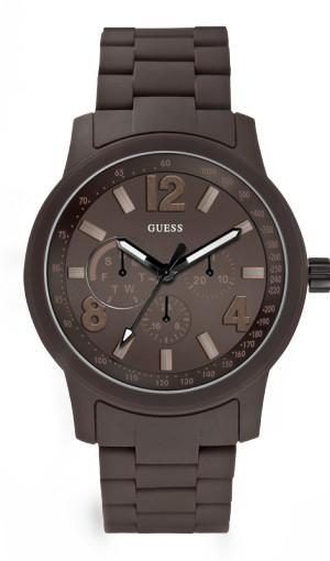Guess Watches : W0185G3 Quartz Brown Dial Stainless Steel Case And Bracelet Men Watch