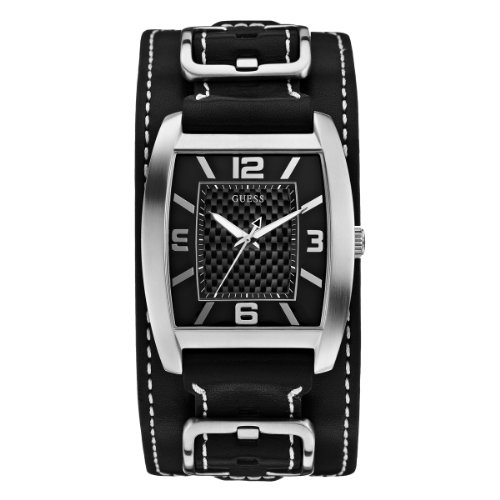 Guess Watches : W0186G1 Quartz Analog Black Leather Men Watch
