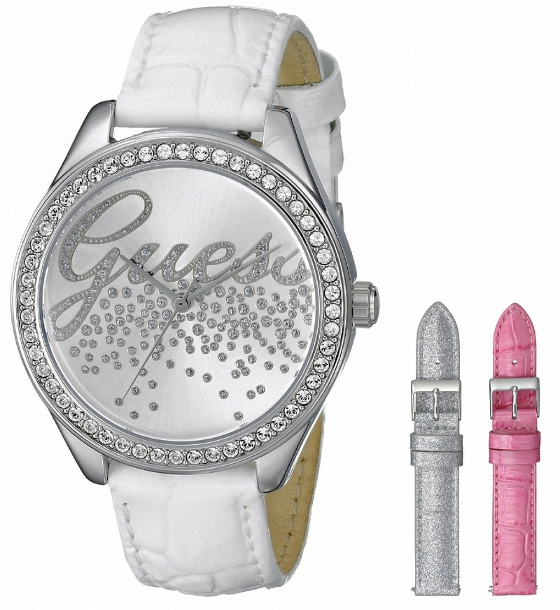 Guess Watches : W0201L2 Quartz Analog Interchangeable Leather Strap Set Women Watch