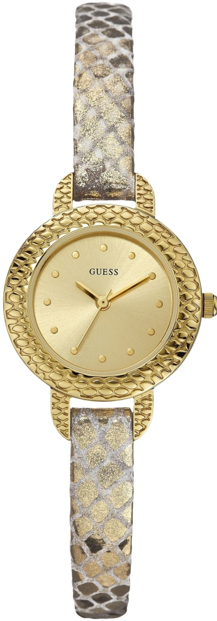 Guess Watches : W0228L2 Quartz Analog Gold Tone Dial Leather Women Watch