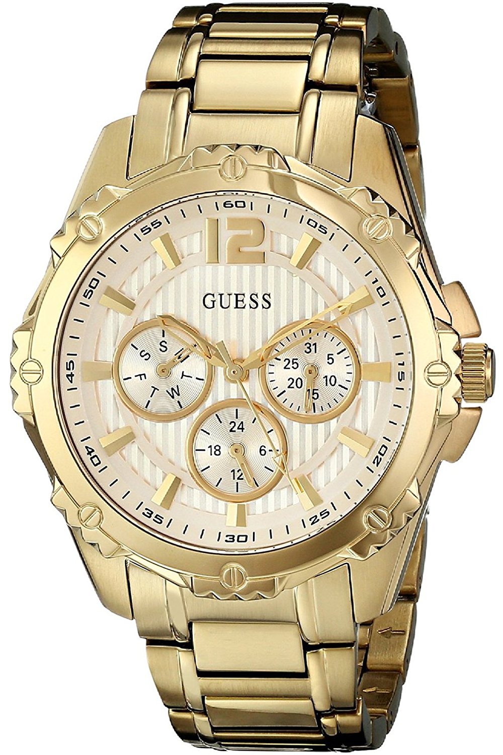Guess Watches : W0232L2 Gold Tone Dial Stainless Steel Plated Band Women Watch