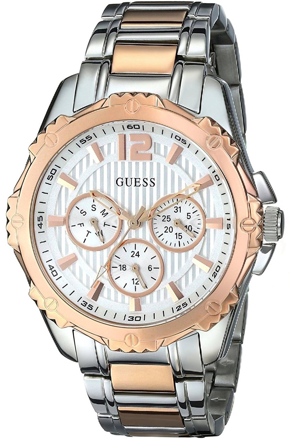 Guess Watches : W0232L4 White Silver Dial Stainless Steel Band Women Watch