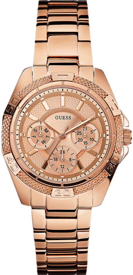 Guess Watches : W0235L3 Quartz Analog Day Date Rose Gold Stainless Steel Women Watch