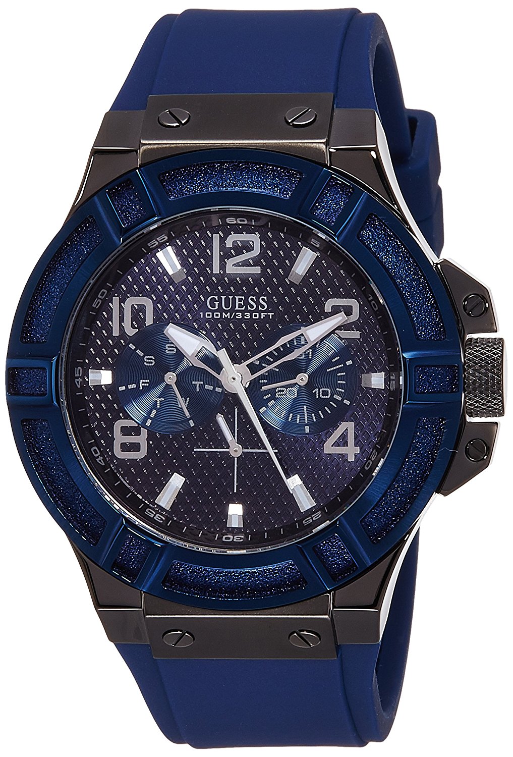 Guess Watches : W0248G5 Blue Dial Rubber Men Watch