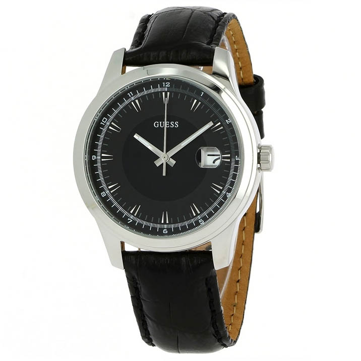 Fake AAA Guess Watches : W0250G1 Quartz Analog Date Black Leather Men Watch Watch