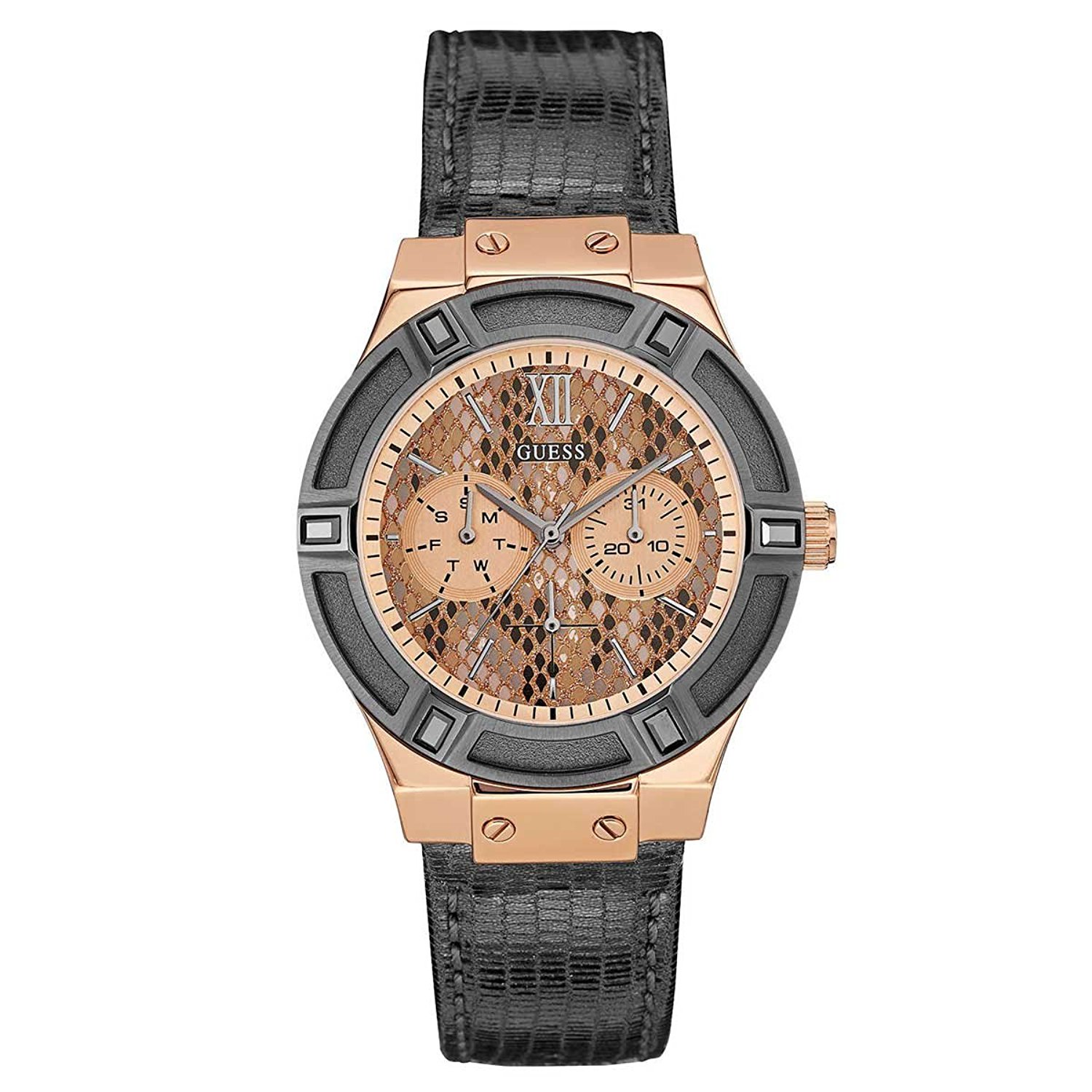 Guess Watches : W0289L4 Grey Dial Synthetic Leather Band Women Watch