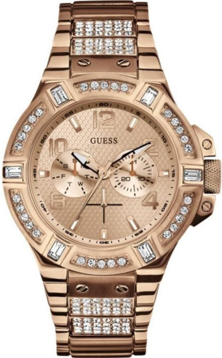 Guess Watches : W0292G2 Quartz Analog Day Date Rose Gold Tone Stainless Steel Men Watch