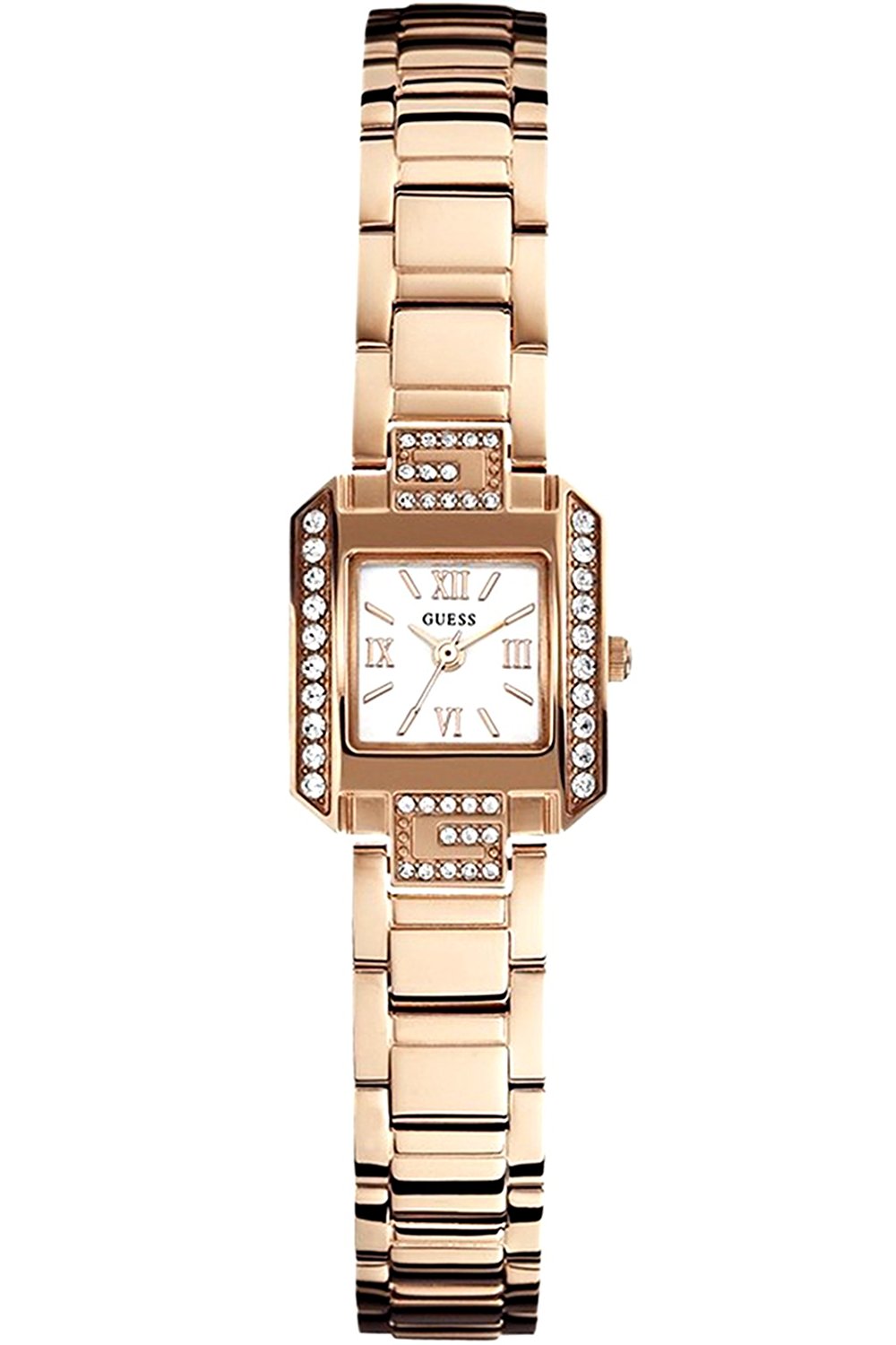 Guess Watches : W0306L3 White Silver Dial Stainless Steel Plated Band Women Watch