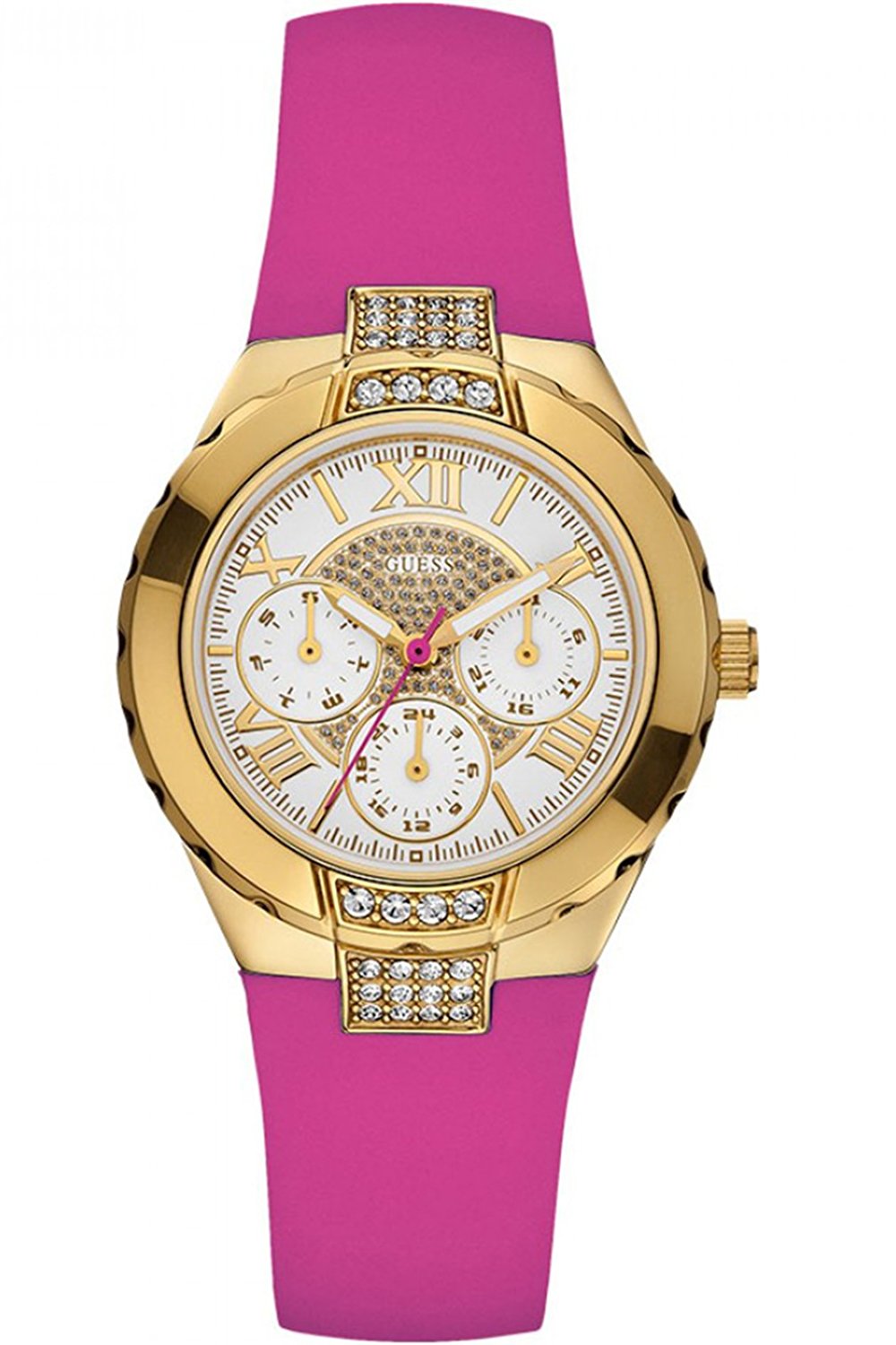 Guess Watches : W0327L2 White Silver Dial Rubber/silicone Band Women Watch