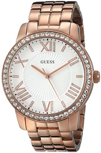 Guess Watches : W0329L3 Quartz Roman Numerals Dial Crystal Bezel Rose Gold Tone Stainless Steel Women Watch