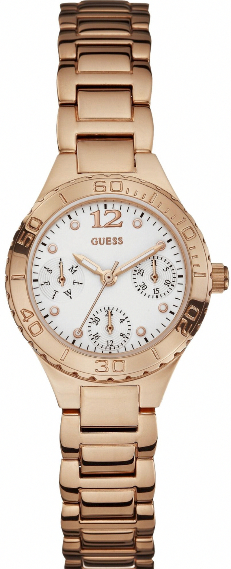Guess Watches : W0355L2 Quartz Analog Day Date Rose Gold Stainless Steel Women Watch