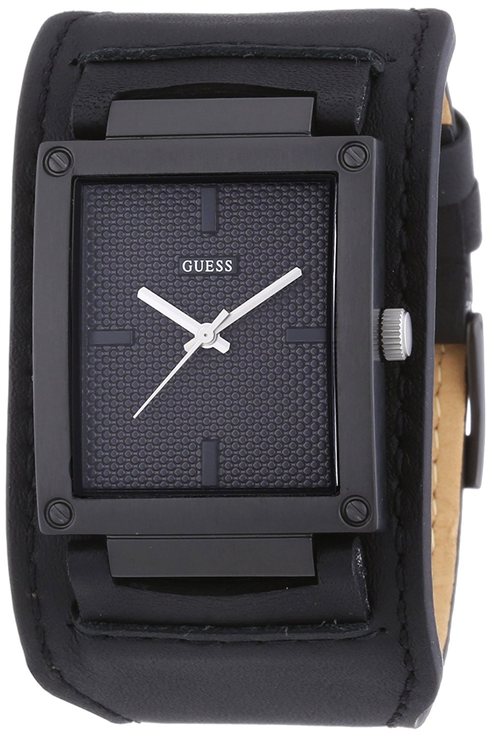 Guess Watches : W0359G2 Black Dial Leather Men Watch