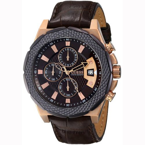 Guess Watches : W0364G3 Quartz Chronograph Date Brown Leather Men Watch
