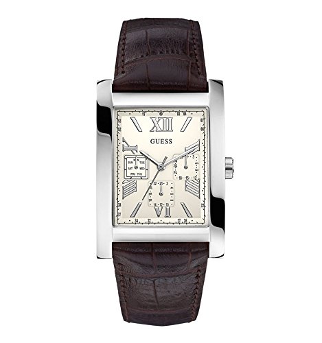 Guess Watches : W0370G2 Beige Dial Leather Band Men Watch