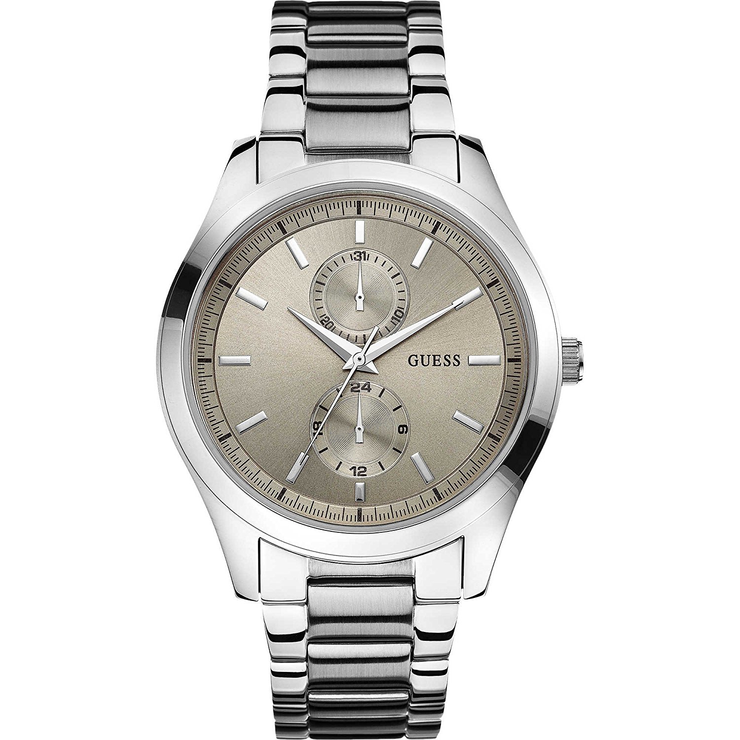 Guess Watches : W0373G1 Beige Dial Stainless Steel Men Watch