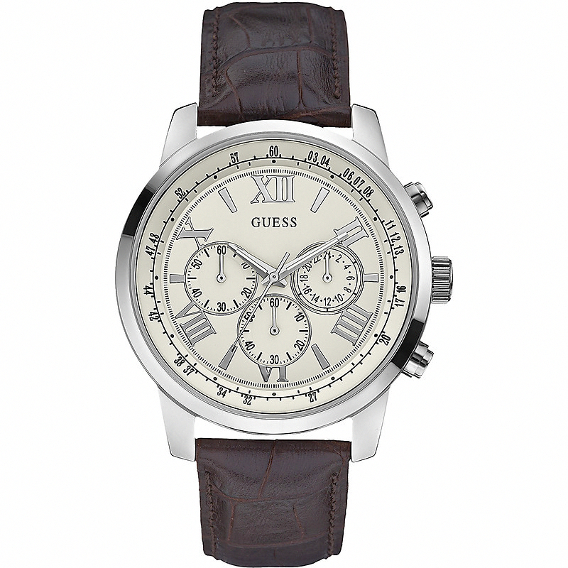Guess Watches : W0380G2 Quartz Chronograph Brown Lea Men Watch