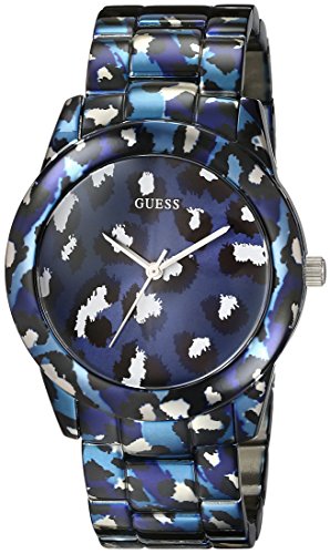 Guess Watches : W0425L1 Quartz Animal Print Blue Stainless Steel Women Watch
