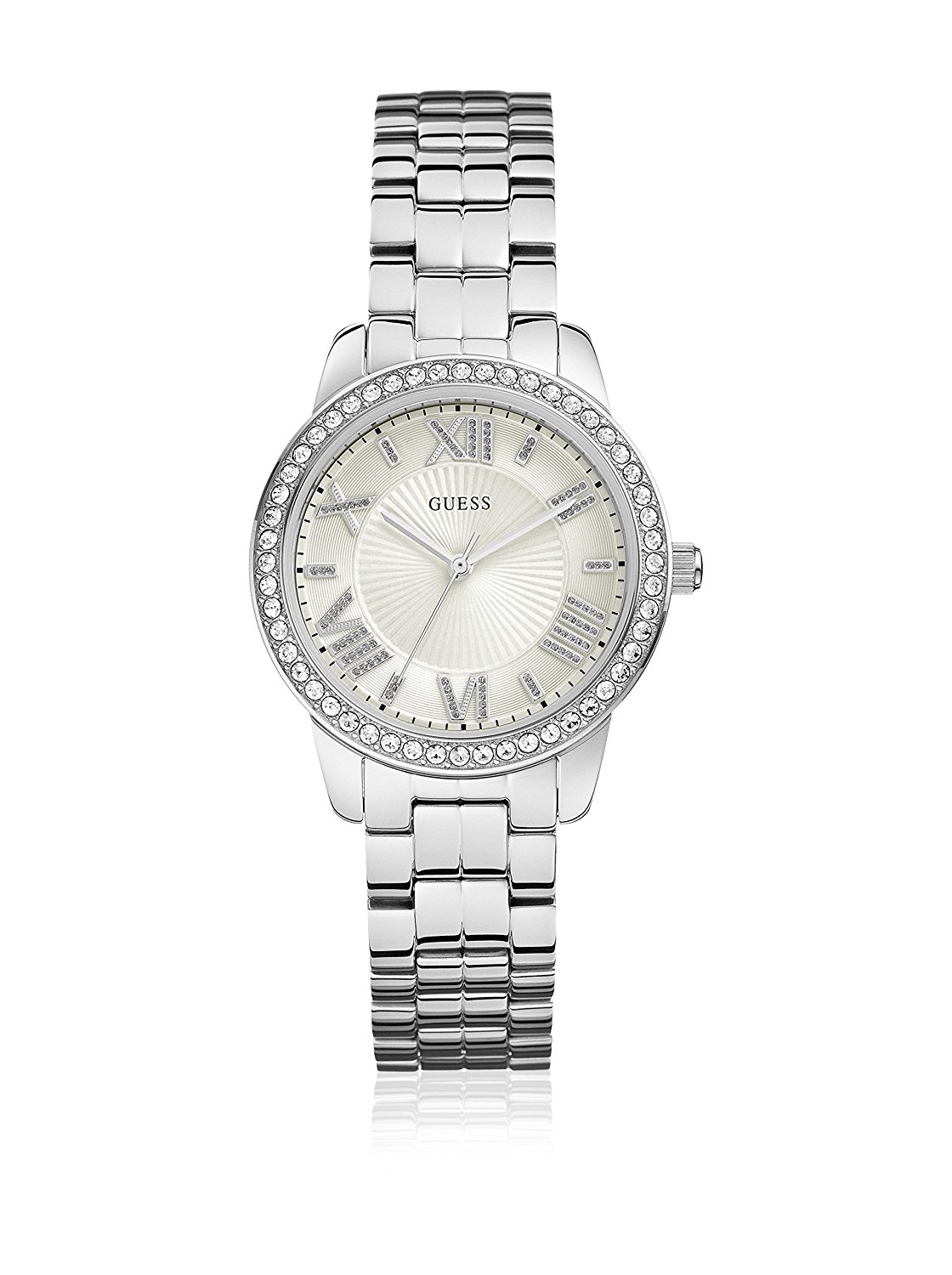 Guess Watches : W0444L1 Silver Dial Stainless steel Band Women Watch