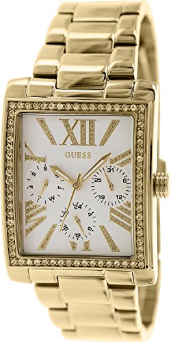 Guess Watches : W0446L2 Quartz Multifunction Dial Crystal Bezel Gold Tone Stainless Steel Rectangle Women Watch