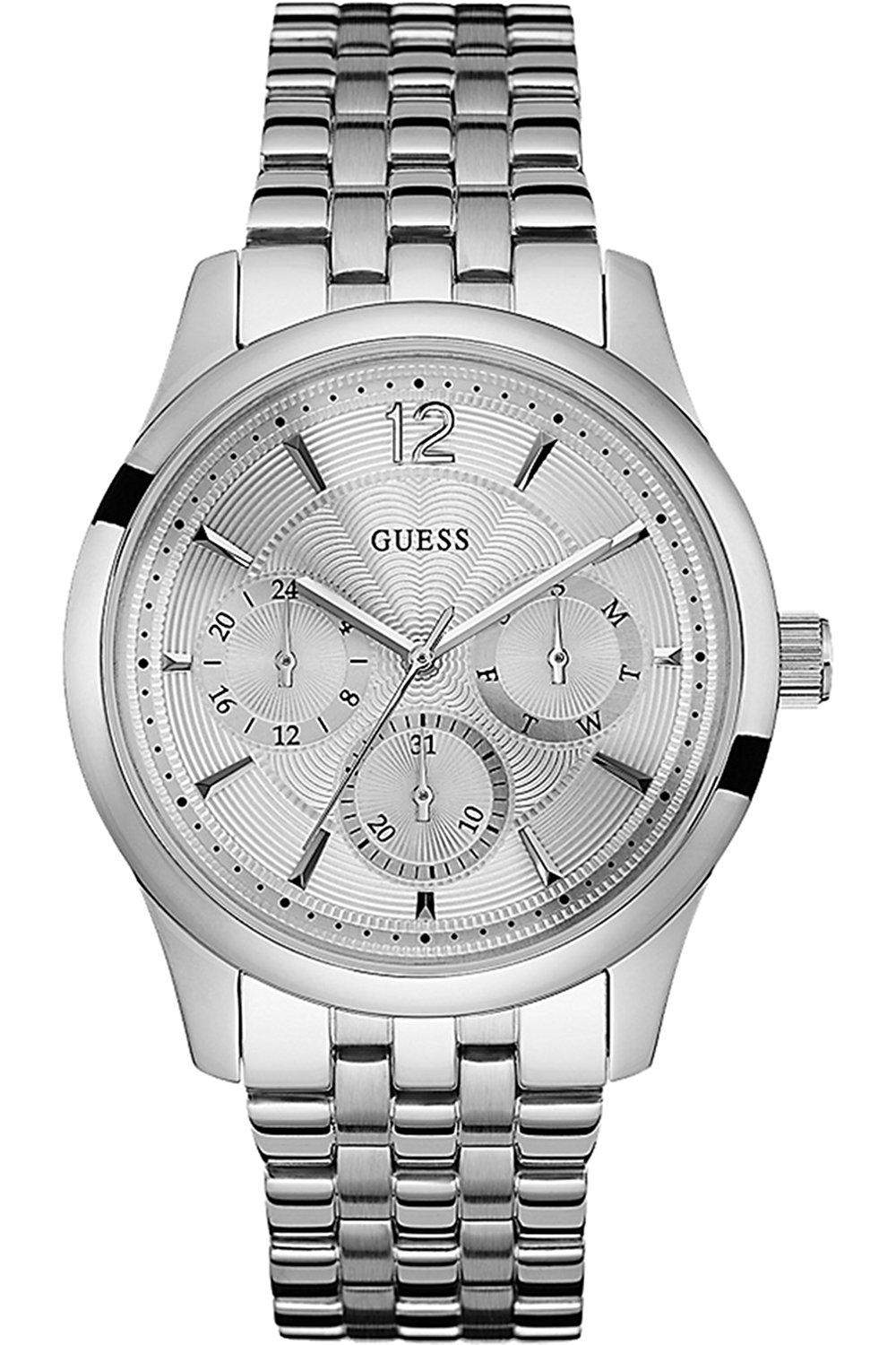 Guess Watches : W0474G3 Silver Dial Stainless Steel Band Men Watch