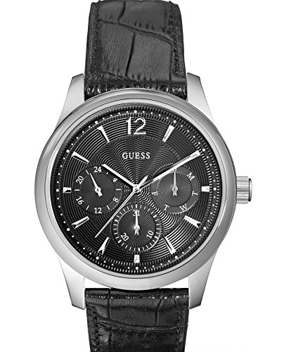 Guess Watches : W0475G1 Black Dial Leather Men Watch